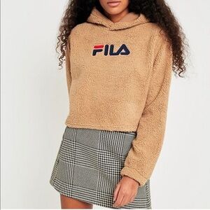FILA x UO Camel Teddy Bear Cropped Hoodie